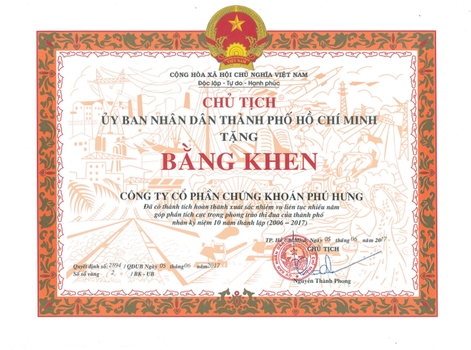 PHS nhận bằng khen của Ủy Ban Nhân dân TPHCM