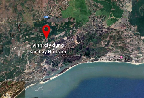 Vị trí xây dựng sân bay Hồ Tràm đề xuất nằm gần biển.