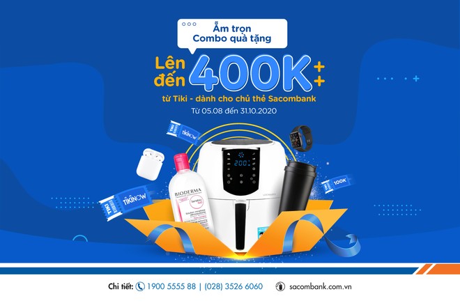 Chủ thẻ Sacombank và tài khoản Sacombank Pay được hưởng nhiều ưu đãi khi mua sắm trên Tiki