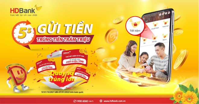 HDBank triển khai chương trình ưu đãi “5 giây gửi tiền – Trúng tiền trăm triệu”