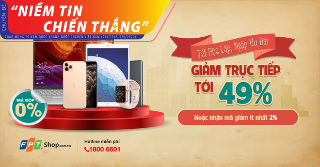 Từ nay đến 6/9, nhiều sản phẩm công nghệ nổi trội với giá rẻ hơn đến 49% tại FPT Shop.