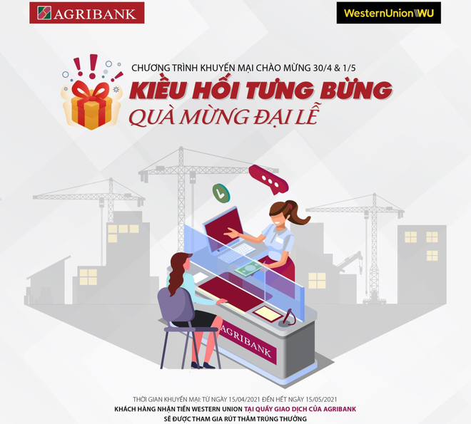 Nhận kiều hối tại Agribank để có cơ hội trúng hàng nghìn quà tặng