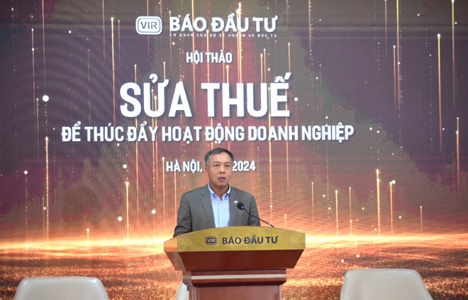 Ông Lê Trọng Minh, Tổng biên tập Báo Đầu tư phát biểu tại Hội thảo. Ảnh Dũng Minh. 