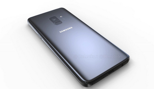 Bản dựng Galaxy S9 với camera và cảm biến vân tay đặt dọc.