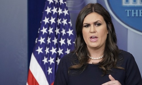 Người phát ngôn Nhà Trắng Sarah Sanders. Ảnh: AFP.