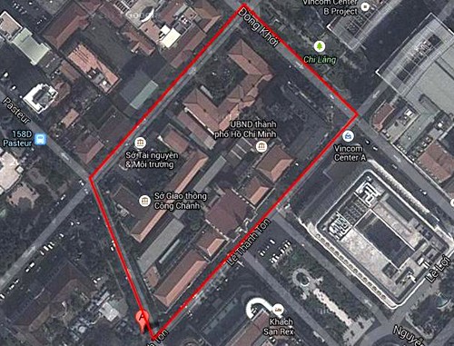 Vị tri trung tâm hành chính TP HCM. Ảnh: Google maps.