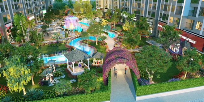 Không gian sống ngập tràn sắc xanh tại Imperia Sky Garden.