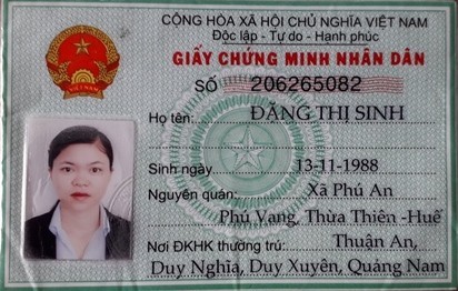 Đối tượng Đặng Thị Sinh.