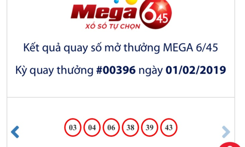 Kết quả quay số 6/45 ngày 1/2.