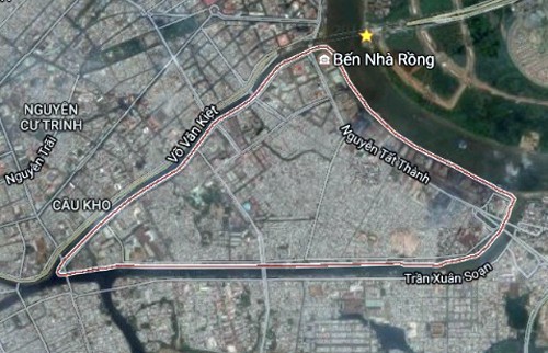 Quận 4 có diện tích nhỏ nhất TP.HCM. Ảnh: Google maps.