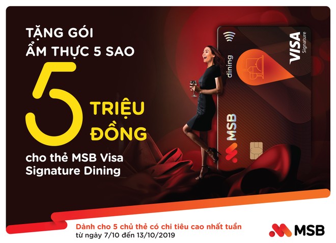 MSB tặng Gói ẩm thực 5 triệu đồng cho chủ thẻ Visa Signature Dining