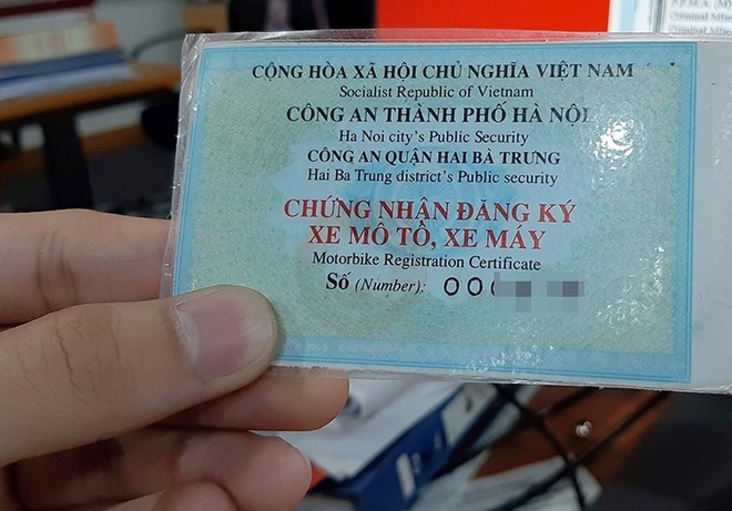 Giấy đăng ký xe máy hiện nay.