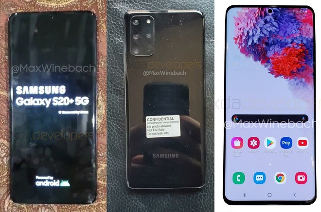 Thiết kế của mẫu máy được cho là Galaxy S20, sản phẩm kế nhiệm Galaxy S10. Ảnh: MaxWinebach.