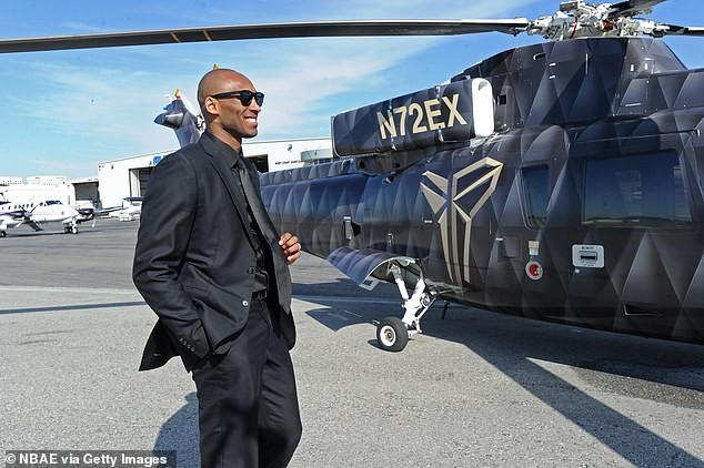 Hình ảnh Kobe chuẩn bị lên trực thăng tại Los Angeles năm 2013. Ảnh: dailymail.