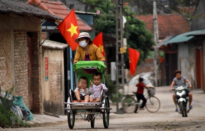 Tâm dịch Sơn Lôi, Bình Xuyên, Vĩnh Phúc trước ngày dỡ bỏ lệnh phong toả. (Ảnh: Hoàng Hùng/TTXVN).