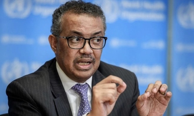 Tổng giám đốc WHO Tedros Adhanom Ghebreyesus họp báo tại Thụy Sĩ hồi tháng trước. Ảnh: AFP.