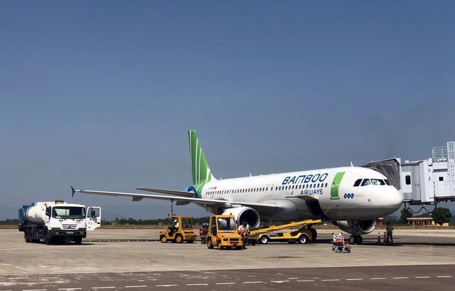 Máy bay của hãng hàng không Bamboo Airways. (Ảnh: Huy Hùng/TTXVN).