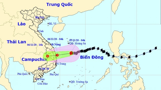 Vị trí và hướng đi của cơn bão số 10. Ảnh: Trung tâm DBKTTV Trung ương.