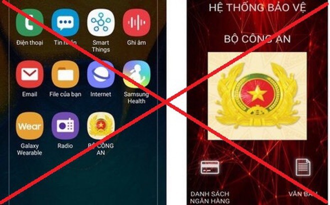 App giả mạo Bộ Công an trên điện thoại hệ điều hành Android.