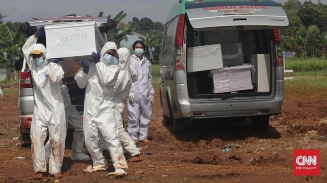 Tử vong do Covid-19 ở Indonesia liên tục tăng kỷ lục (Nguồn: CNN Indonesia).