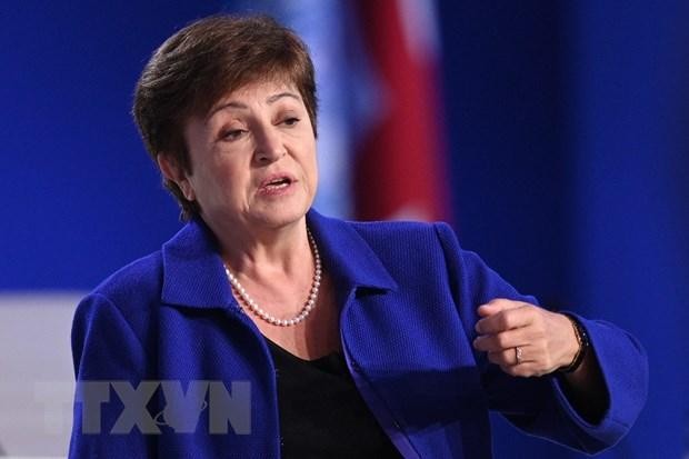 Tổng Giám đốc IMF Kristalina Georgieva phát biểu tại một hội nghị ở Glasgow, Scotland. (Ảnh: AFP/TTXVN).