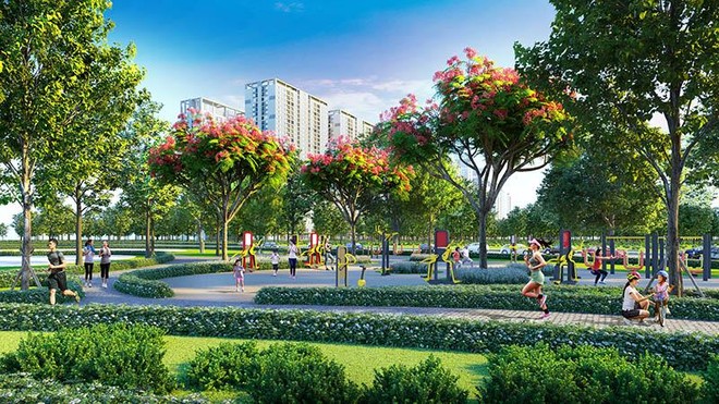 Đại đô thị Hinode Royal Park dành nhiều diện tích cho công viên, sân chơi của trẻ nhỏ.