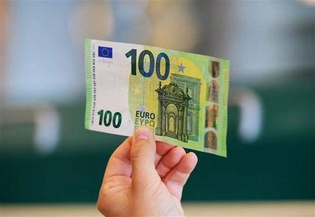 Đồng tiền mệnh giá 100 euro tại Rome (Italy). (Ảnh: AFP/TTXVN)