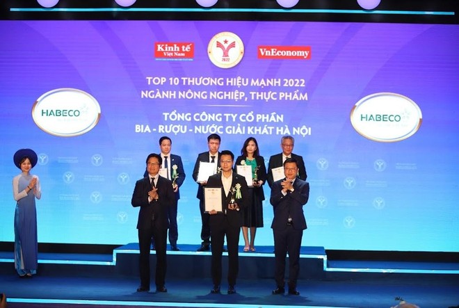 Habeco được vinh danh Top 10 Thương hiệu mạnh - ngành Nông nghiệp, Thực phẩm 2022