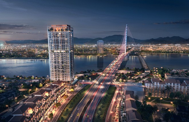 Dự án Sun Cosmo Residence Da Nang tôn vinh văn hóa bản địa trong kiến trúc hiện đại. Ảnh phối cảnh minh họa.