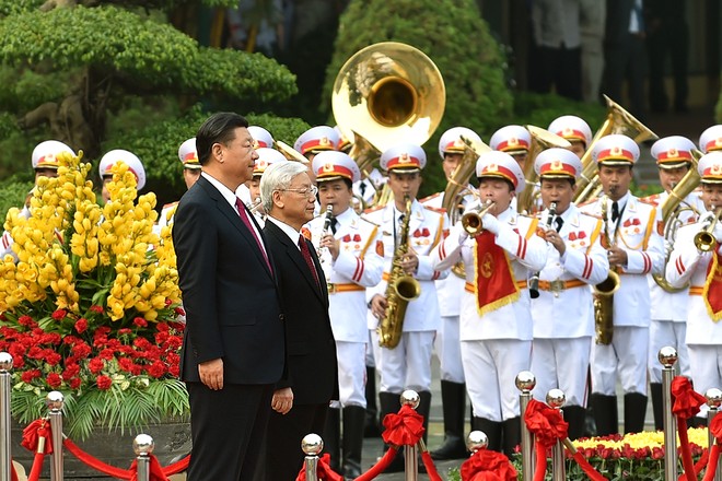 Tổng Bí thư Nguyễn Phú Trọng và Tổng Bí thư, Chủ tịch Trung Quốc Tập Cận Bình. Ảnh: VGP/Nhật Bắc