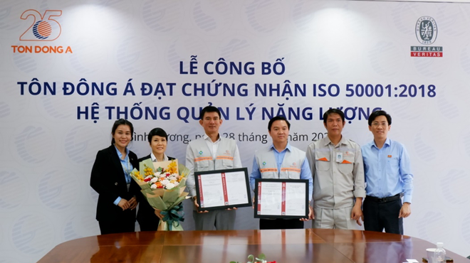 Tôn Đông Á (GDA) đạt chứng nhận ISO 50001:2018 - Hệ thống quản lý năng lượng theo tiêu chuẩn quốc tế