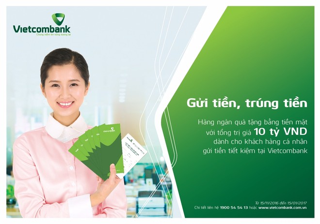 “Gửi tiền trúng tiền” với hàng nghìn quà tặng hấp dẫn tại Vietcombank