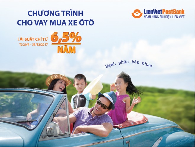 LienVietPostBank áp dụng lãi suất ưu đãi 6,5% cho khách hàng khi mua ô tô