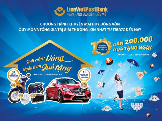 LienVietPostBank dành 51 tỷ đồng cho “Sinh nhật vàng – ngập tràn quà tặng”