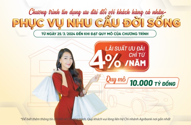 Agribank ưu đãi khách hàng vay vốn phục vụ nhu cầu đời sống với lãi suất cho vay ngắn hạn chỉ từ 4,0%/năm