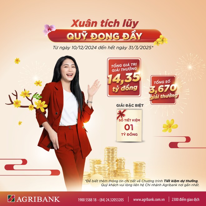 Trúng 1 tỷ đồng với “Xuân tích lũy - Quỹ đong đầy” của Agribank