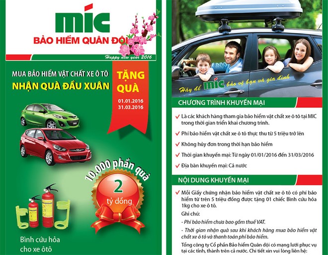 MIC tặng bình cứu hỏa cho xe ô tô khi mua bảo hiểm vật chất