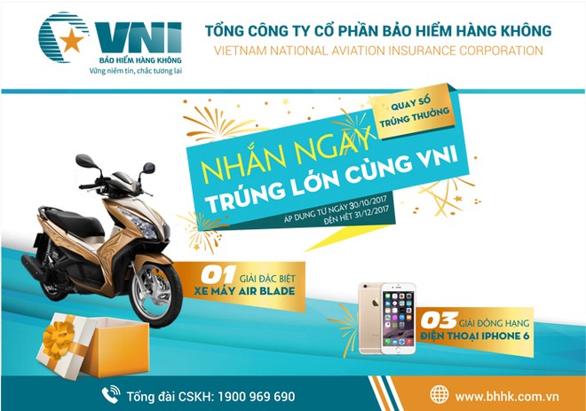 Bảo hiểm Hàng Không khuyến mại Nhắn ngay trúng lớn