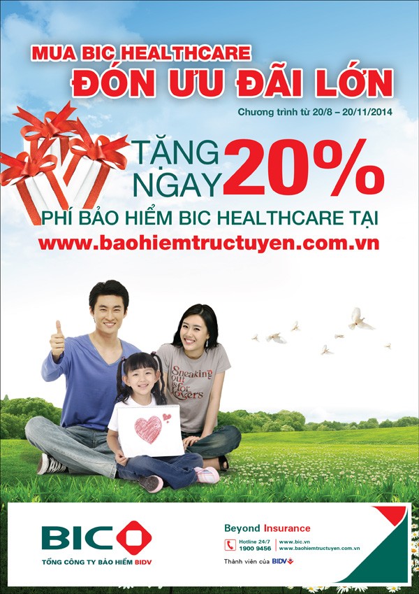 Giảm phí 20% cho khách hàng mua bảo hiểm sức khỏe trực tuyến