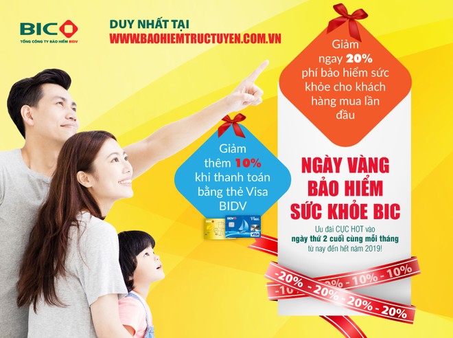 BIC ưu đãi tới 30% phí bảo hiểm sức khỏe cho khách hàng mua trực tuyến