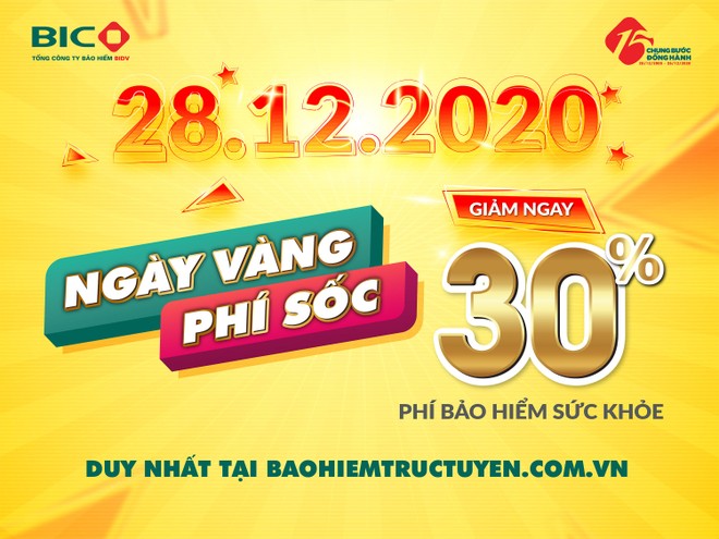 BIC giảm 30% phí bảo hiểm sức khỏe trong ngày 28/12/2020