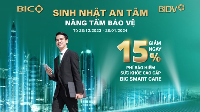 BIC ưu đãi 15% phí bảo hiểm sức khỏe cao cấp BIC Smart Care 