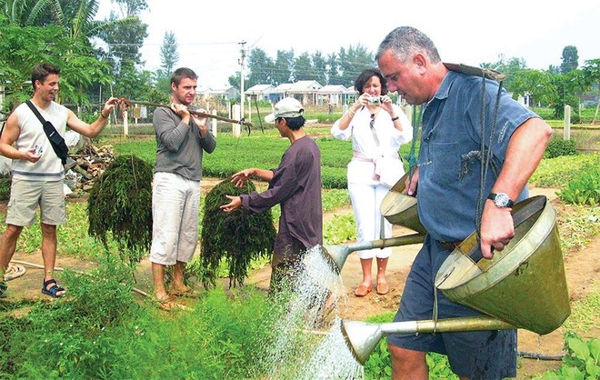 Làng rau Trà Quế (Quảng Nam) nườm nượp du khách khi chưa bị ảnh hưởng bởi đại dịch Covid-19. Ảnh: H.H