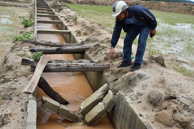 Công trình thủy lợi Pleikeo bị hư hỏng khi chưa nghiệm thu bàn giao - Ảnh: Hoàng Thanh