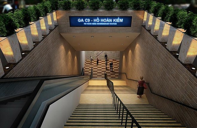 Phối cảnh ga ngầm C9, Dự án metro số 2 Hà Nội.