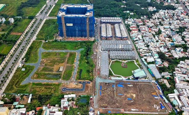 Dự án Green Star Sky Garden của Công ty Hưng Lộc Phát đang phải “dừng hình” vì đất công xen kẹt. Ảnh: V.D