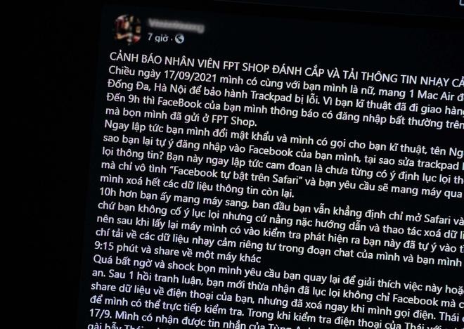 Bài đăng của khách hàng bị đánh cắp dữ liệu.