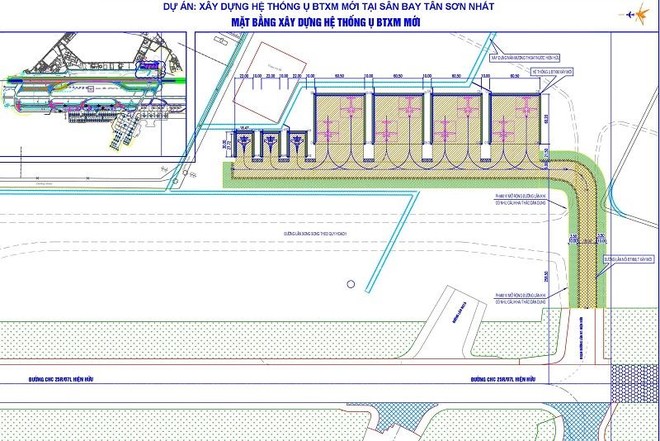 Mặt bằng xây dựng các ụ bê tông xi măng mới tại sân bay Tân Sơn Nhất.