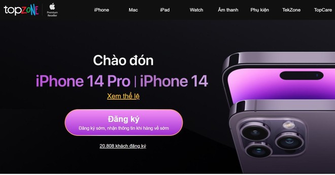 Trung bình cứ mỗi giây có một người đăng ký mua iPhone 14 tại TopZone