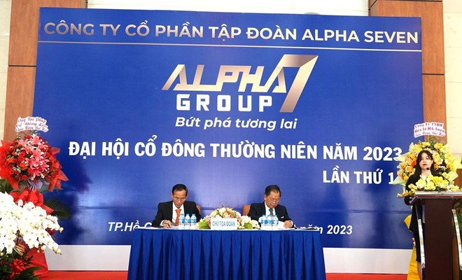 Quang cảnh ĐHĐCĐ thường niên Tập đoàn Alpha Seven (HNX: DL1) ngày 25/6.